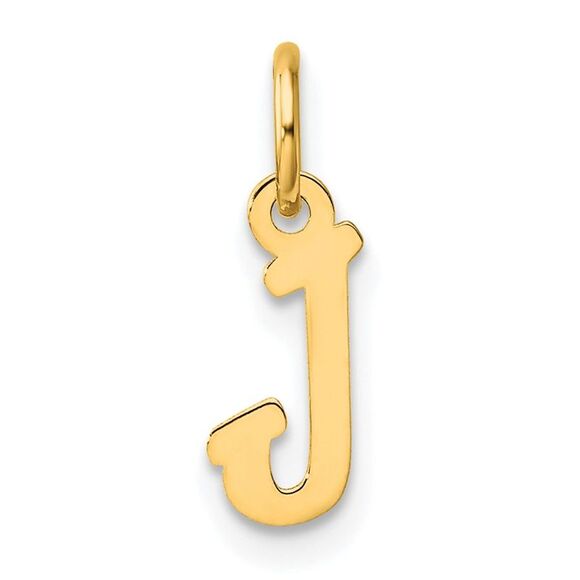 Kazi Luxury 14k Yellow Gold Small Script Letter J Initial Charm - Picture 1 of 4